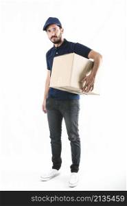 portrait delivery man with parcel