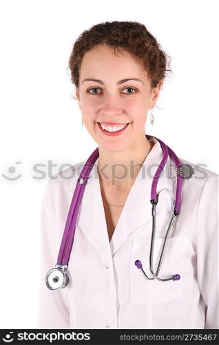 portrait doktor woman isolated on white