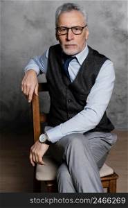 portrait elegant old man wearing suit