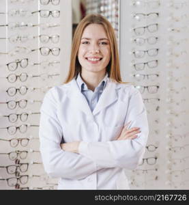 portrait friendly female optometrist