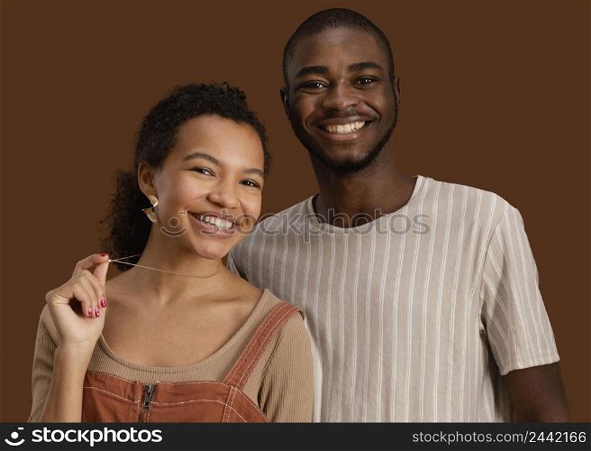 portrait handsome man with smiley beautiful woman