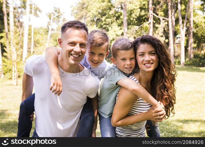 portrait happy family park