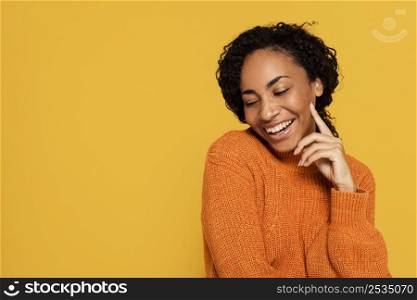 portrait happy woman with copy space