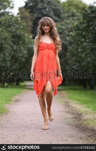 Portrait in full growth, attractive young woman in red dress &#xA;&#xA; Portrait in full growth, attractive young woman in red dress &#xA;&#xA;
