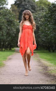 Portrait in full growth, attractive young woman in red dress &#xA;&#xA; Portrait in full growth, attractive young woman in red dress &#xA;&#xA;