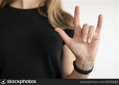 portrait interpreter teaching sign language