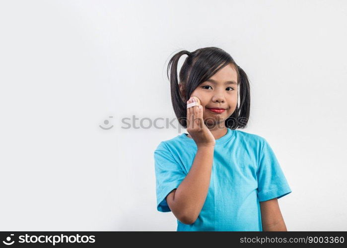 Portrait little girl makeup with her face