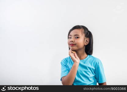 Portrait little girl makeup with her face