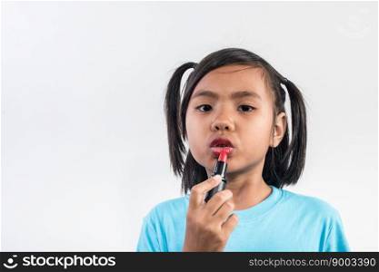Portrait little girl makeup with her face
