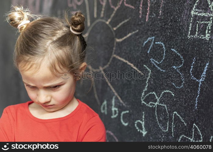 portrait little girl upset 4