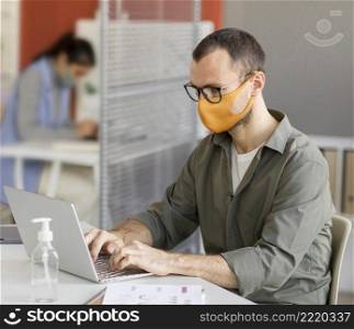 portrait man wearing face mask work