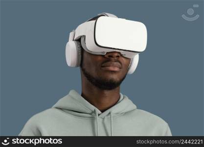 portrait man with virtual reality headset