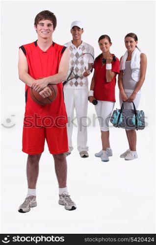 portrait of 4 sporty people