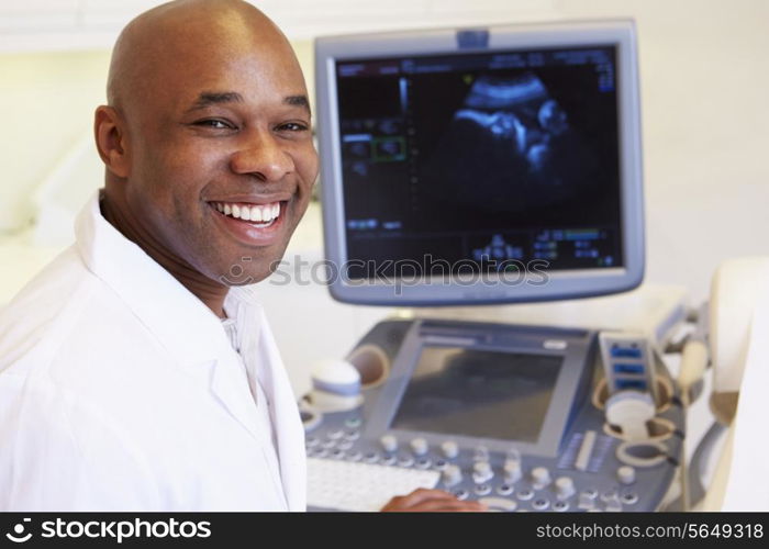 Portrait Of 4D Ultrasound Scanning Machine Operator