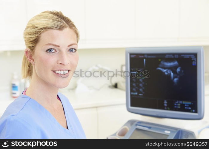 Portrait Of 4D Ultrasound Scanning Machine Operator