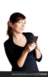 Portrait of a beautiful and attractive young woman sending a text message