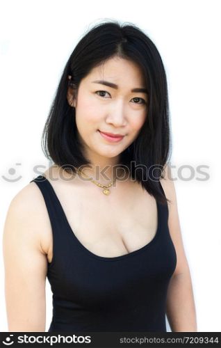 Portrait of a beautiful asian young woman in black shirt