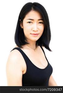 Portrait of a beautiful asian young woman in black shirt