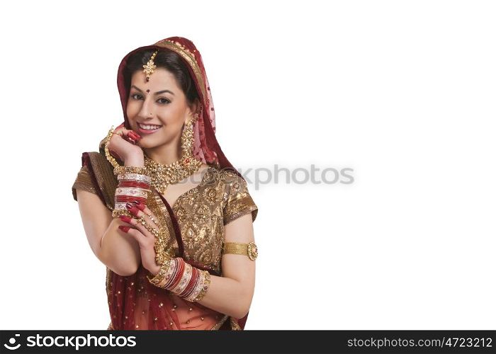 Portrait of a beautiful bride smiling
