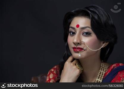 Portrait of a beautiful bride with jewelery