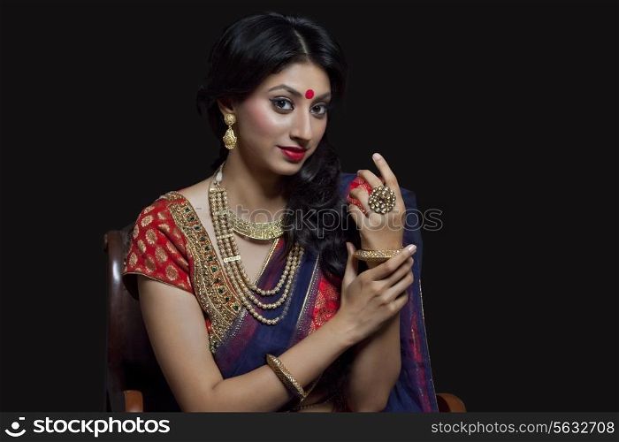 Portrait of a beautiful bride with jewelery