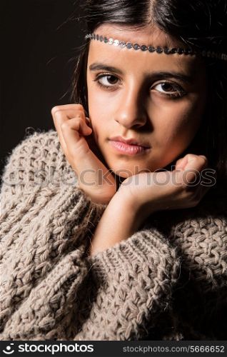 Portrait of a beautiful brunette girl posing
