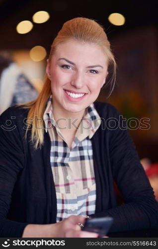 Portrait of a beautiful business woman talk by phone