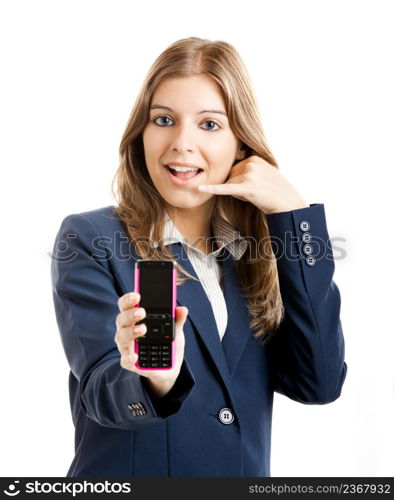 Portrait of a beautiful businesswoman using mobile phone