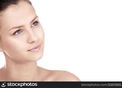 Portrait of a beautiful girl on white background