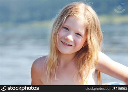 portrait of a beautiful little girl outdoor