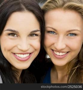 Portrait of a beautiful two young girls smiling