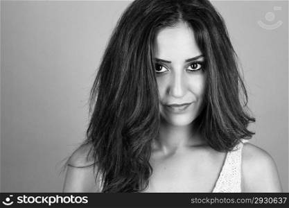 portrait of a beautiful woman. black and white portrait of a beautiful woman