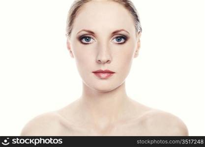Portrait of a beautiful woman isolated on a white background