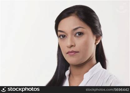 Portrait of a beautiful woman over white background