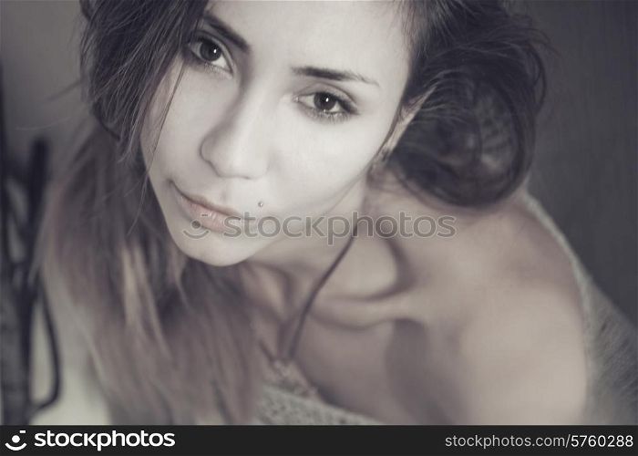 Portrait of a beautiful young brunette woman