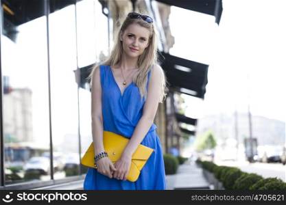 Portrait of a beautiful young Caucasian woman outdoor