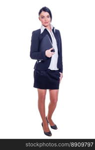 Portrait of a beautiful young confident business woman isolated on white. business woman standing