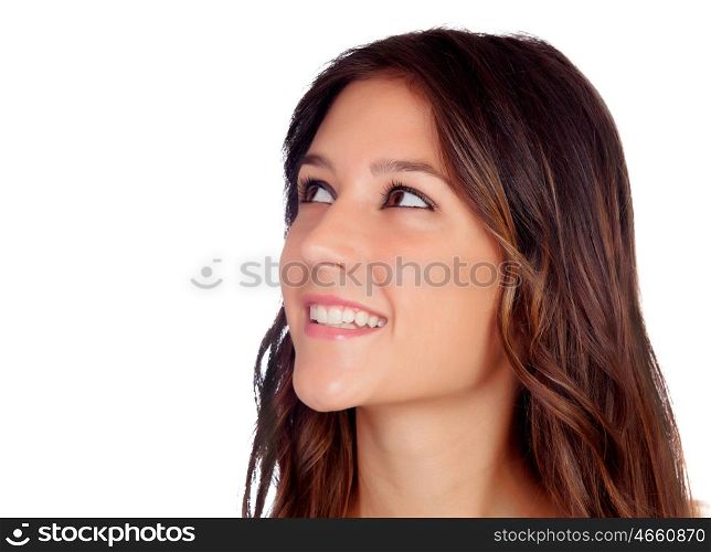 Portrait of a beautiful young girl isolated on a white background