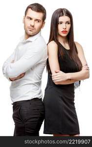 Portrait of a beautiful young happy smiling couple isolated on white. Portrait of a beautiful young happy smiling couple