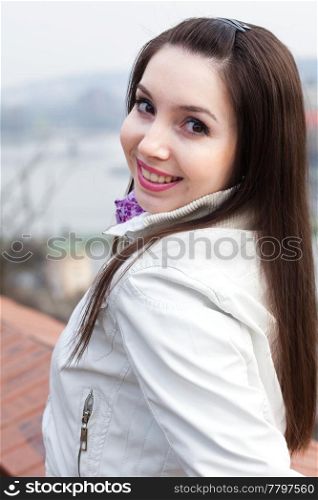 portrait of a beautiful young woman in Prague