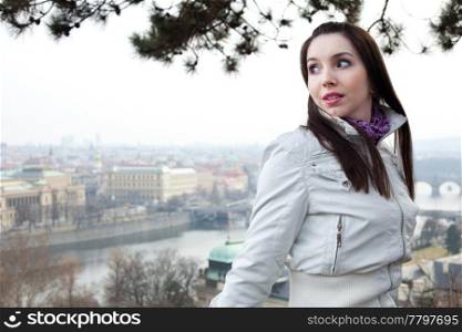 portrait of a beautiful young woman in Prague