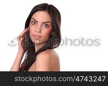 Portrait of a beautiful young woman isolated over white background