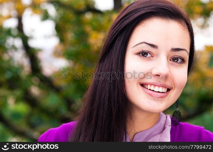 portrait of a beautiful young woman outdoor