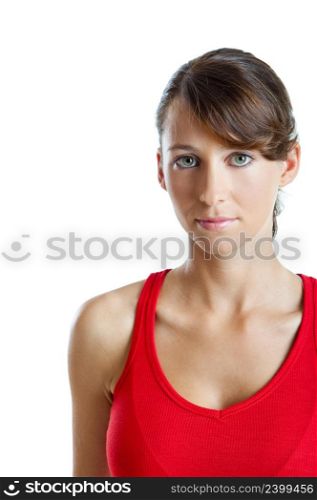 Portrait of a beautiful young woman with a serious look