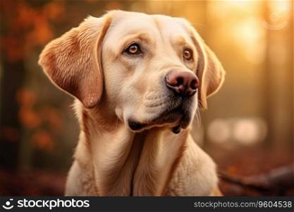 Portrait of a blond labrador retriever dog.