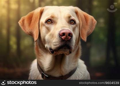 Portrait of a blond labrador retriever dog.