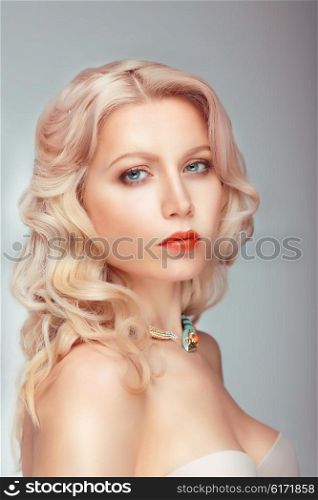 Portrait of a blonde woman.