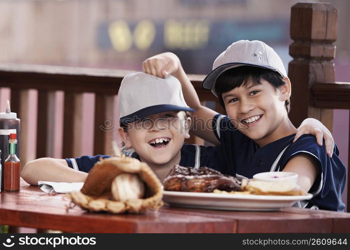 Portrait of a boy and a girl smiling