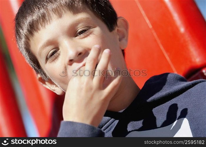 Portrait of a boy eating