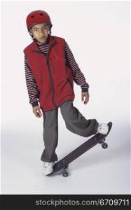 Portrait of a boy on a skateboard